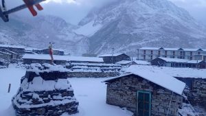 उत्तरी गोरखाको नुब्री भ्यालीमा बाक्लो हिमपात, पर्यटकलाई समस्या