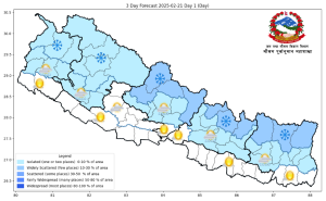 कोशी प्रदेशका केही स्थानमा वर्षाको सम्भावना