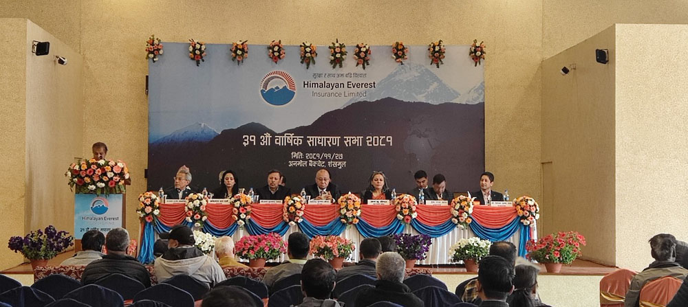 हिमालयन एभरेष्ट इन्स्योरेन्सकाे साधारणसभा सम्पन्न, शेयरधनीले ८.७५ प्रतिशत लाभांश पाउने