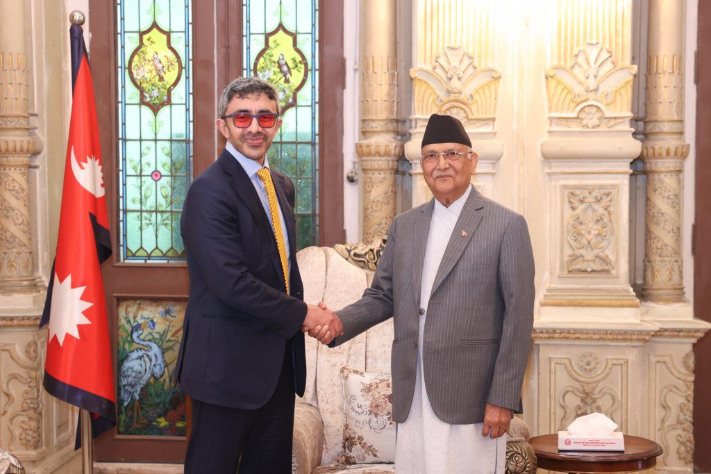 प्रधानमन्त्रीसँग युएइका उपप्रधानमन्त्री नाह्यानले गरे भेट, युएइ स्वतन्त्र व्यापार सम्झौता गर्न तत्पर 