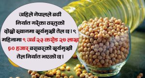 कूल निर्यातमा भटमास तेलको हिस्सा एक तिहाई, ९ महिनामा साढे ६२ अर्ब भन्दा बढीको निर्यात