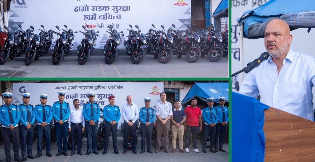 गोल्छा ग्रुपद्वारा ट्राफिक कार्यालय बग्गीखाना लाई २० थान बजाज मोटरसाइकल हस्तान्तरण