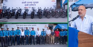 गोल्छा ग्रुपद्वारा ट्राफिक कार्यालय बग्गीखाना लाई २० थान बजाज मोटरसाइकल हस्तान्तरण