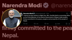 भारतीय प्रधानमन्त्री मोदीले दिए नवनियुक्त प्रधानमन्त्री कार्कीलार्ई बधाइ 
