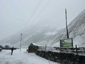 उत्तरी गोरखामा हिमपात हुँदा मनास्लु क्षेत्र भ्रमणमा गएका पर्यटक प्रभावित