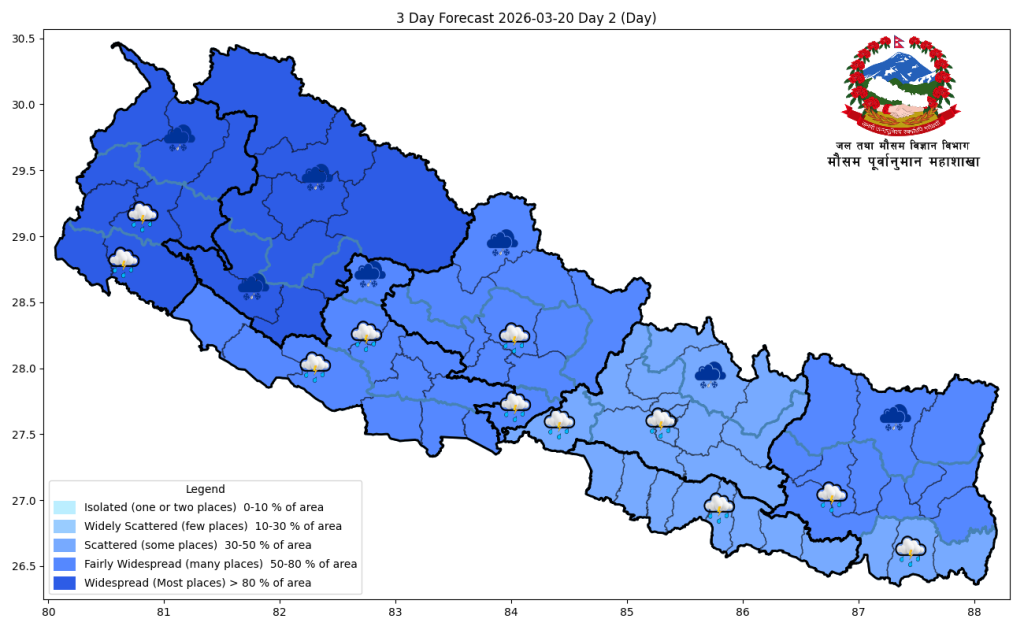 आज यी प्रदेशमा वर्षाको सम्भावना