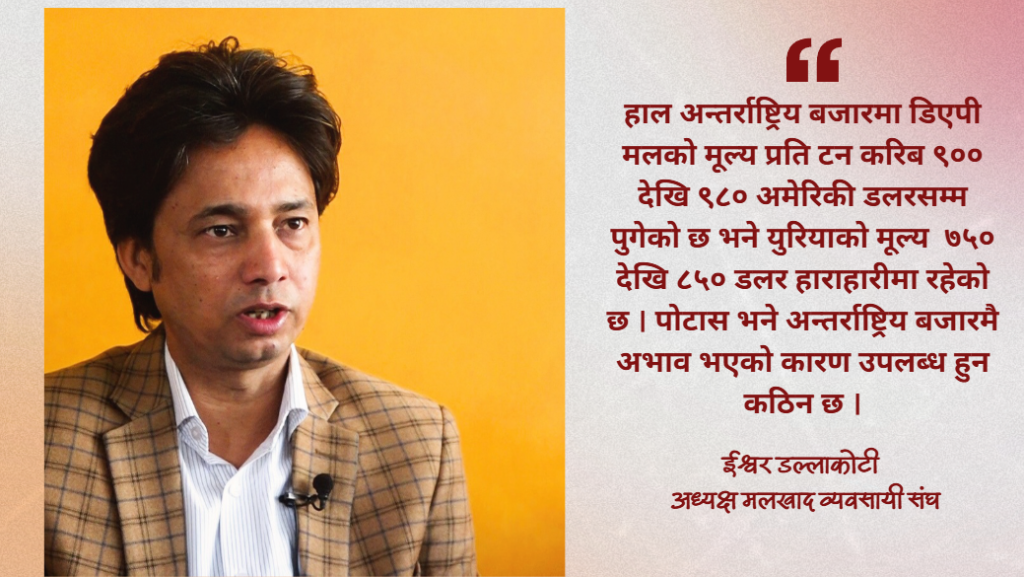 डिएपी र युरिया मलको मूल्य ३० प्रतिशतसम्म बढ्यो, खाद्यान्न उत्पादनमा ह्रास आउने चेतावनी