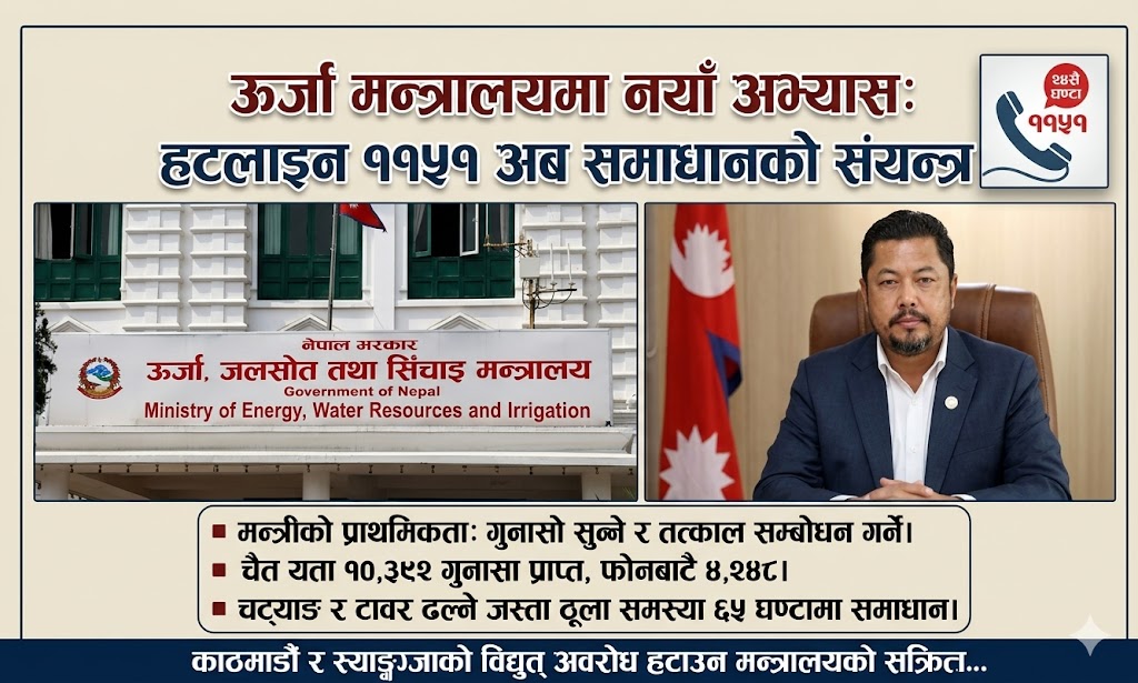 ऊर्जा मन्त्रालयमा डेढ महिनामै जनताको १० हजार बढी गुनासो, कसरी सम्बोधन हुँदै छन् समस्या ?