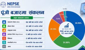९ महिनामा नेप्सेमा १ खर्ब ३२ अर्ब शेयर थपियो, बजारमा बैंक र बीमाकै वर्चस्व