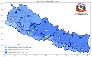 कोशीमा भारी वर्षाको सम्भावना, चार दिनभित्र देशभर मनसुन फैलिने