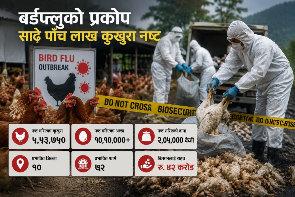 बर्डफ्लुबाट साढे पाँच लाखभन्दा बढी कुखुरा नष्ट, किसानलाई ४२ करोड राहत दिने सरकारको तयारी