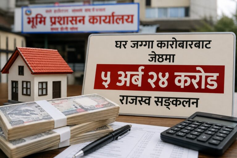 जेठमा घट्यो घरजग्गा कारोबारको राजस्व, ५ अर्ब २४ करोडमा सीमित