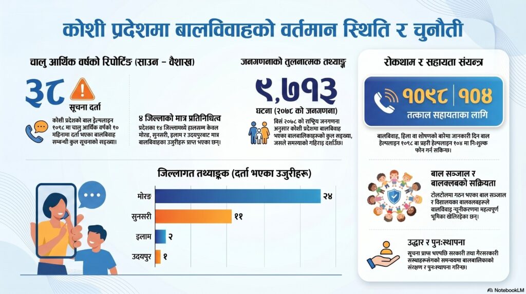 कोशीमा बालविवाह रोकिएन, १० महिनामै ३८ सूचना दर्ता मोरङमा सबैभन्दा बढी