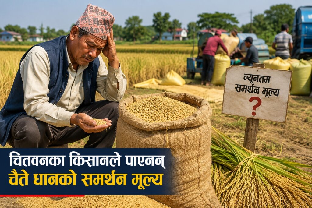 चैते धानको समर्थन मूल्य नपाउदा निराश  चितवनका किसान