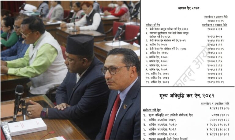 अर्थसँग सम्बन्धित चार ऐन खारेज हुने, आयकर– भ्याट र भन्सार ऐनमा के –के हुँदैछ संशोधन ?