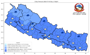 मनसुन सक्रियः आज चार प्रदेशका एकदुई स्थानमा भारी वर्षाको सम्भावना