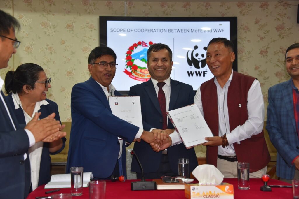 कृषि, वन तथा पर्यावरण मन्त्रालय र डब्लूडब्लूएफबीच १० वर्षे सहकार्य सम्झौतामा हस्ताक्षर